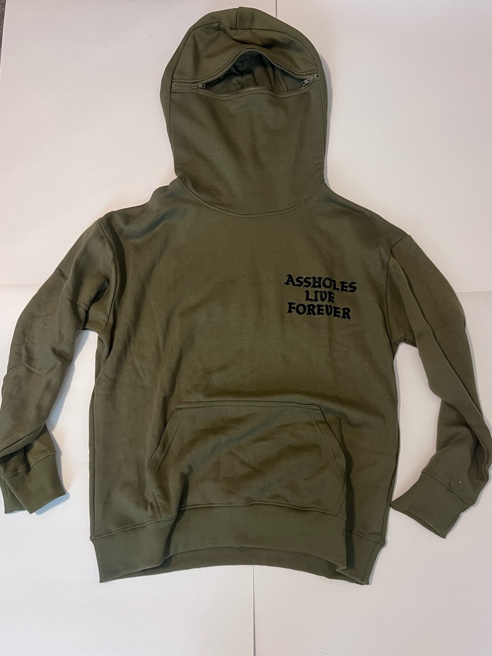 Olive Green Hooded Pullover Sweatshirt with Front Pocket